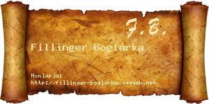 Fillinger Boglárka névjegykártya