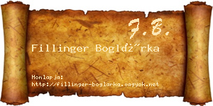 Fillinger Boglárka névjegykártya