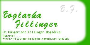 boglarka fillinger business card